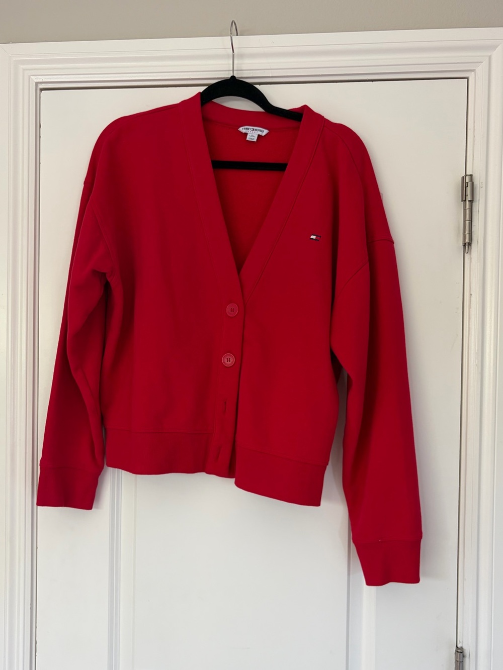 Tommy Hilfiger Bright Red V-Neck Button Cardigan